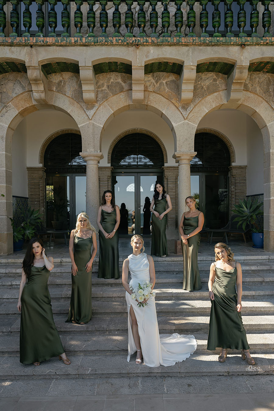 Bridesmaids at xalet del nin, black tie wedding