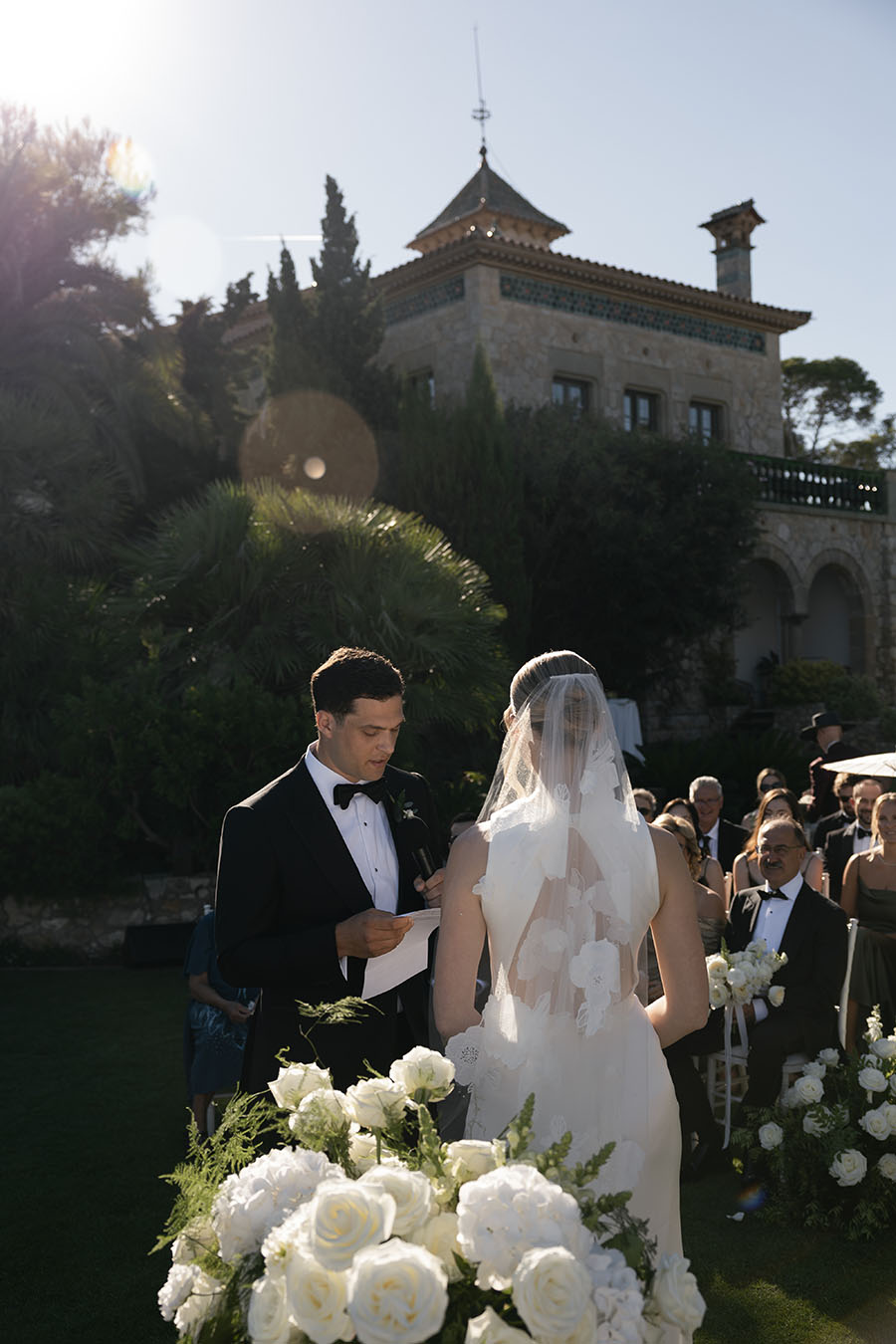 Wedding vows during a wedding ceremony at Xalet del Nin